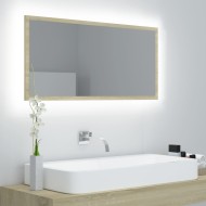 Sonoma színű led-es forgácslap fürdőszobai tükör 90x8,5x37 cm