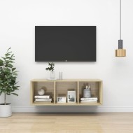 Sonoma-tölgy színű forgácslap fali tv-szekrény 37 x 37 x 107 cm