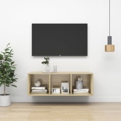 Sonoma-tölgy színű forgácslap fali tv-szekrény 37 x 37 x 107 cm
