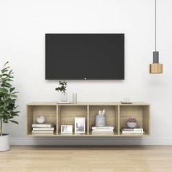 Sonoma-tölgy színű forgácslap fali tv-szekrény 37x37x142,5 cm