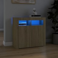 Sonoma tölgy színű tálalószekrény led-világítással 80x35x75 cm
