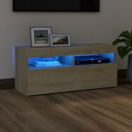 Sonoma-tölgy színű tv-szekrény led-lámpákkal 90 x 35 x 40 cm