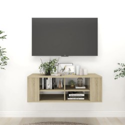 Sonoma-tölgyszínű falra szerelhető tv-szekrény 102 x 35 x 35 cm