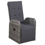 Szürke dönthető háttámlás polyrattan kerti szék párnával
