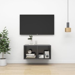Szürke falra szerelhető forgácslap tv-szekrény 37 x 37 x 72 cm