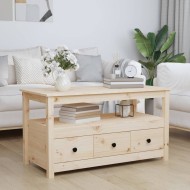 Tömör fenyőfa dohányzóasztal 102 x 49 x 55 cm
