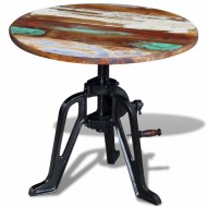 Tömör újrahasznosított fa és öntöttvas kisasztal 60x(42-63) cm