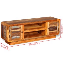 Tömör újrahasznosított fa tv-szekrény 120 x 30 x 40 cm