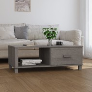 Világosszürke tömör fenyőfa dohányzóasztal 100 x 55 x 35 cm