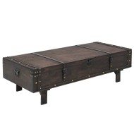 Vintage stílusú tömör fa dohányzóasztal 120 x 55 x 35 cm