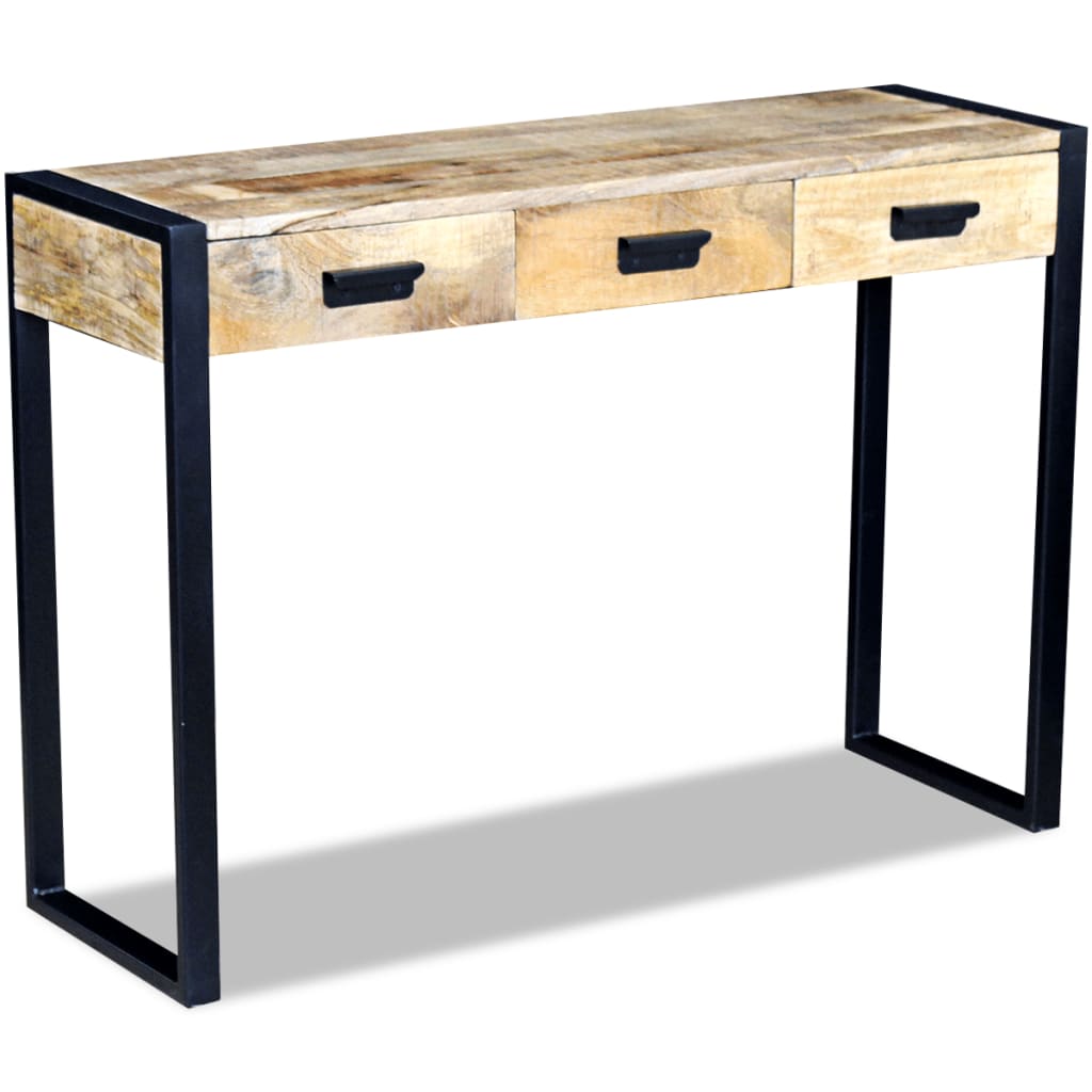 110x35x78 cm 3 fiókos tömör mangófa konzolasztal