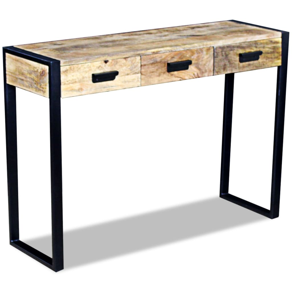 110x35x78 cm 3 fiókos tömör mangófa konzolasztal