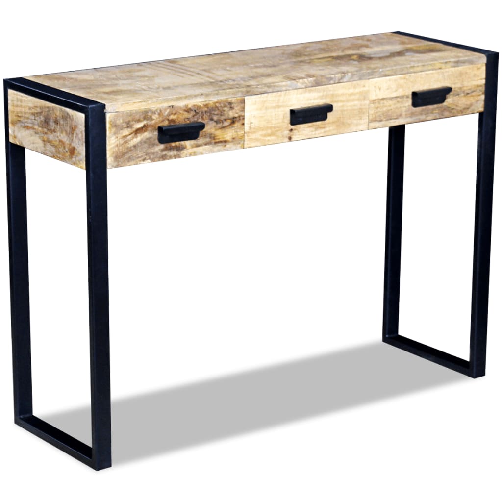 110x35x78 cm 3 fiókos tömör mangófa konzolasztal
