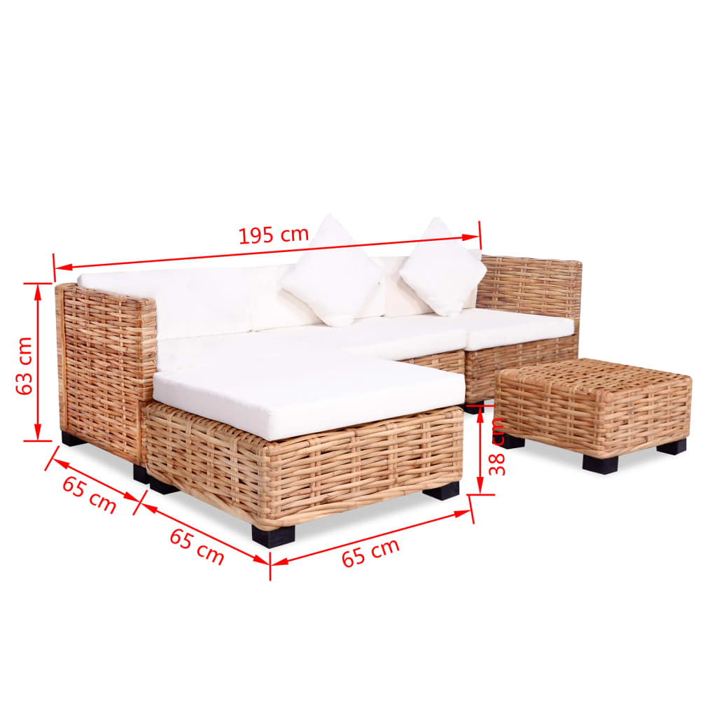 14 részes természetes rattan kanapészett 14 részes természetes rattan kanapészett