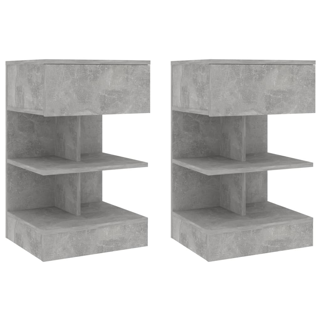 2 db betonszürke éjjeliszekrény 40 x 35 x 65 cm