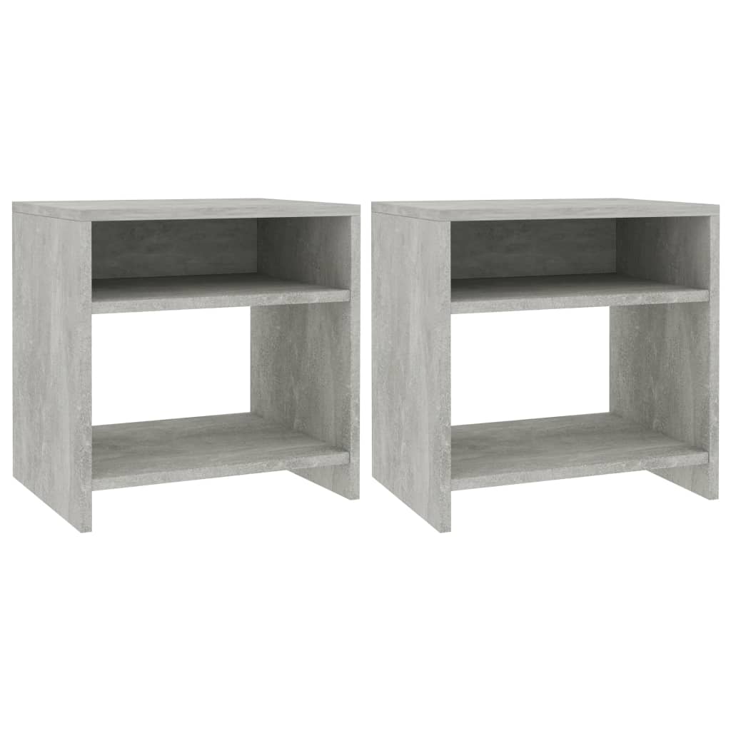 2 db betonszürke forgácslap éjjeliszekrény 40 x 30 x 40 cm