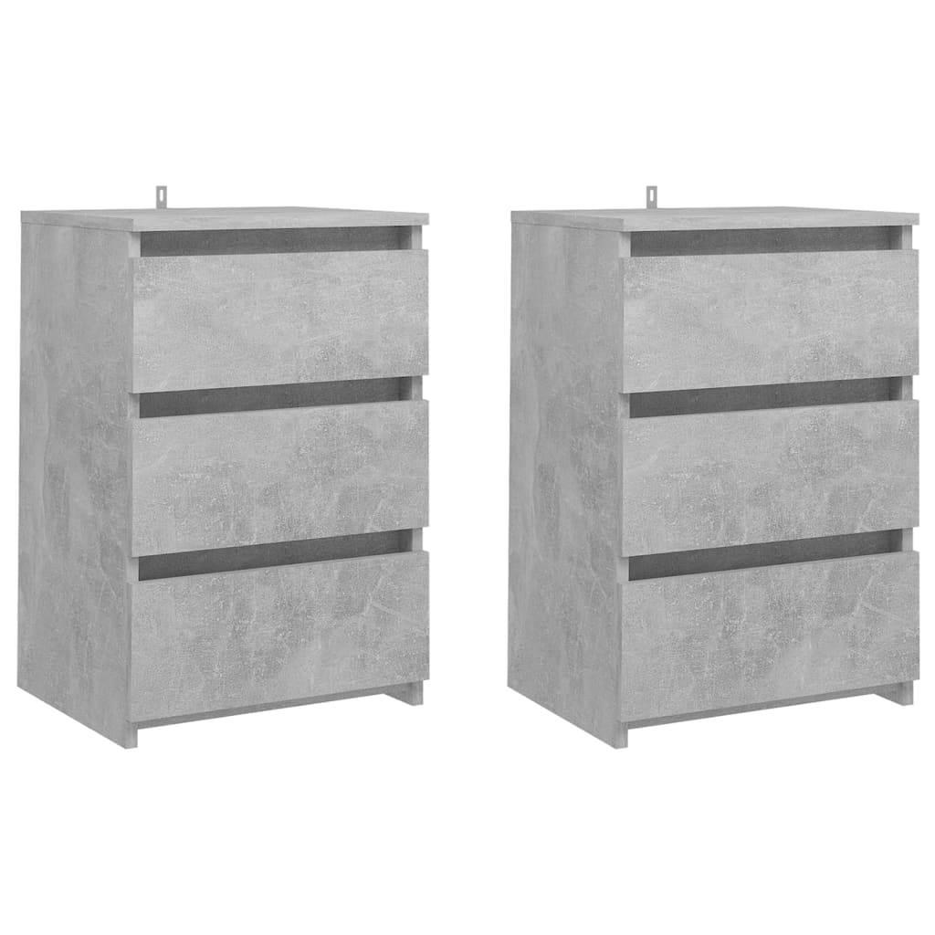 2 db betonszürke forgácslap éjjeliszekrény 40 x 35 x 62,5 cm