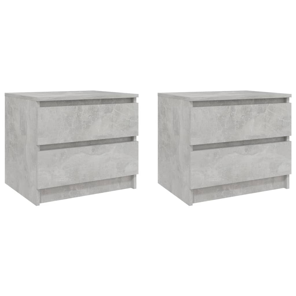 2 db betonszürke forgácslap éjjeliszekrény 50 x 39 x 43,5 cm