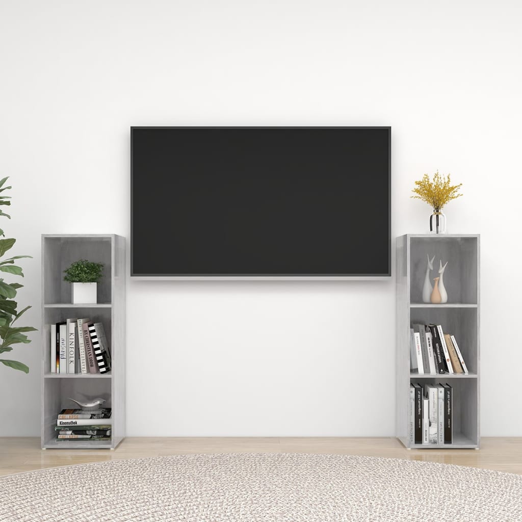 2 db betonszürke forgácslap tv-szekrény 107 x 35 x 37 cm 2 db betonszürke forgácslap tv-szekrény 107 x 35 x 37 cm