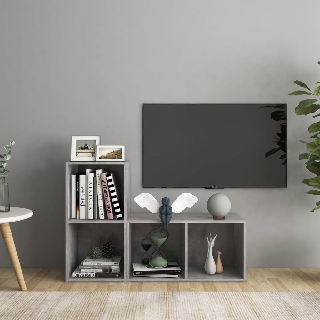 2 db betonszürke forgácslap tv-szekrény 72 x 35 x 36,5 cm 2 db betonszürke forgácslap tv-szekrény 72 x 35 x 36,5 cm