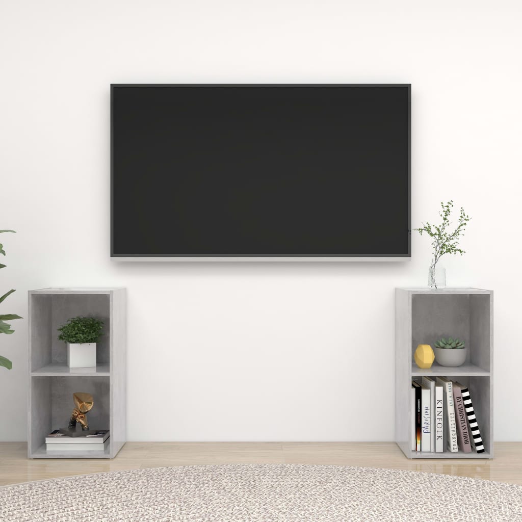 2 db betonszürke forgácslap tv-szekrény 72 x 35 x 36,5 cm 2 db betonszürke forgácslap tv-szekrény 72 x 35 x 36,5 cm