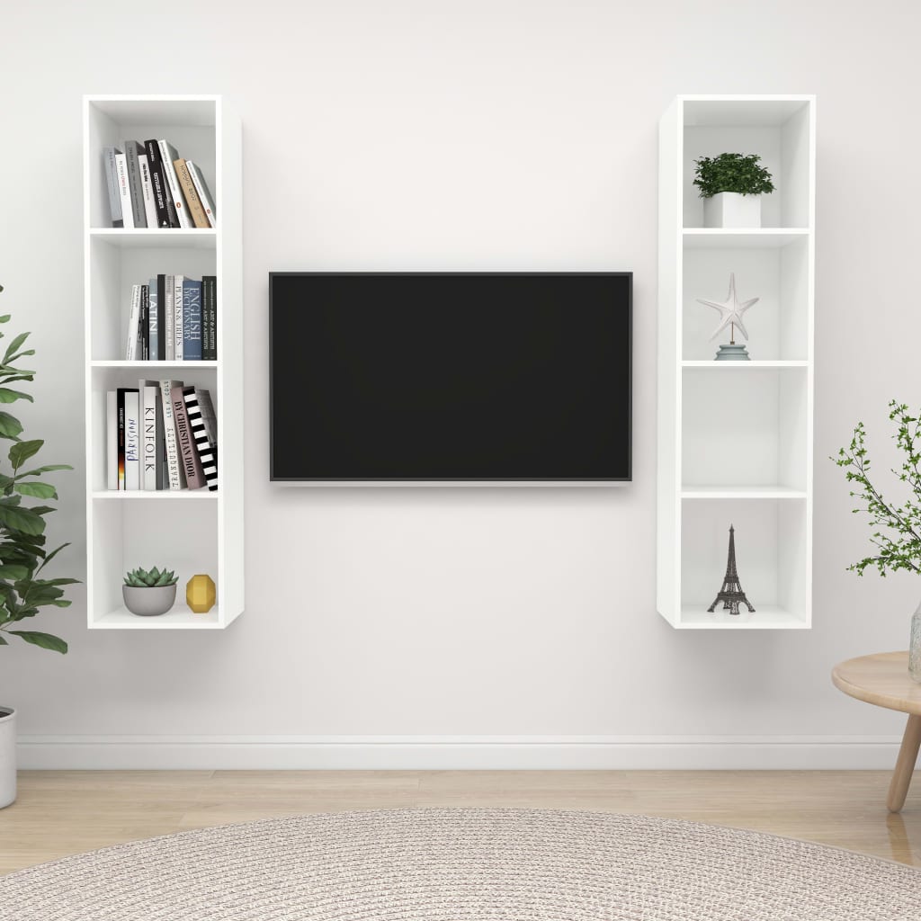 2 db fehér forgácslap falra szerelhető tv-szekrény 2 db fehér forgácslap falra szerelhető tv-szekrény