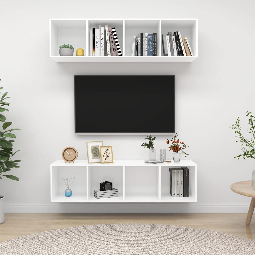 2 db fehér forgácslap falra szerelhető tv-szekrény 2 db fehér forgácslap falra szerelhető tv-szekrény