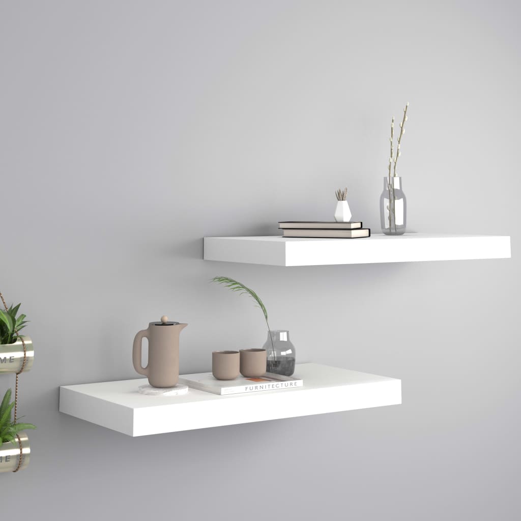 2 db fehér mdf fali polc 50 x 23 x 3,8 cm