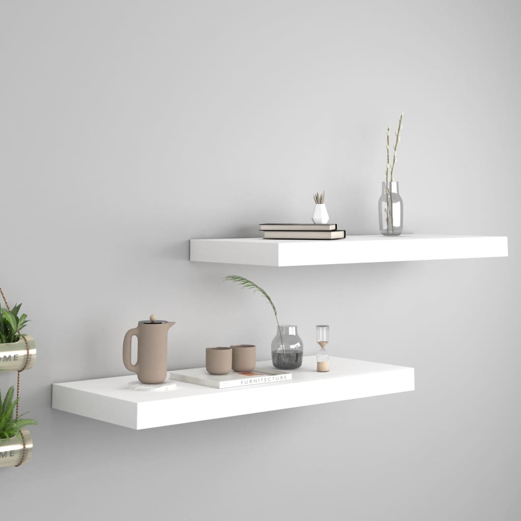 2 db fehér mdf fali polc 60 x 23,5 x 3,8 cm