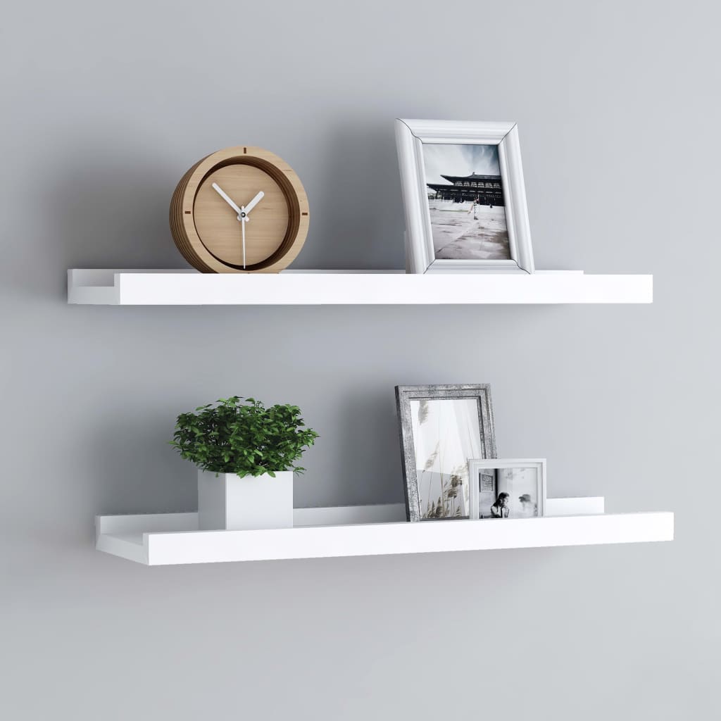 2 db fehér mdf szegélypolc képkeretekhez 40 x 9 x 3 cm