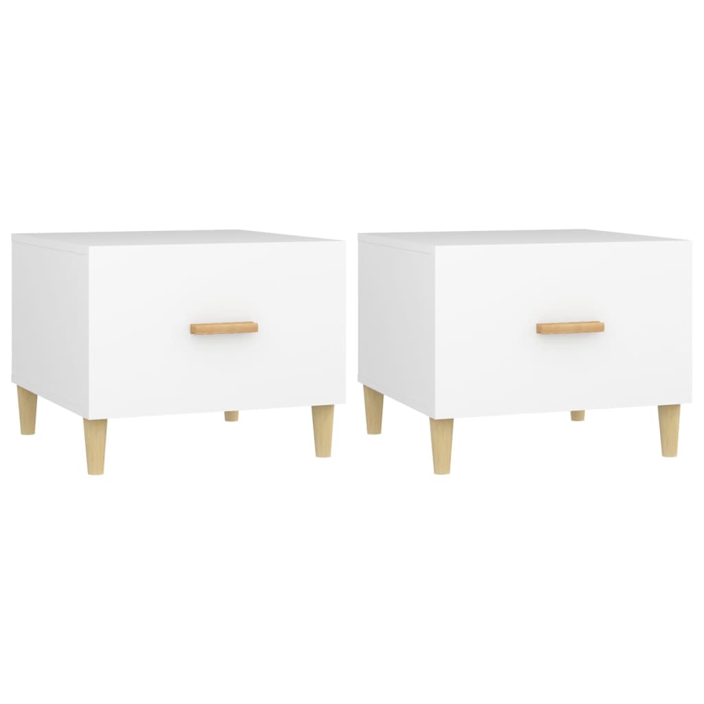 2 db fehér szerelt fa dohányzóasztal 50 x 50 x 40 cm