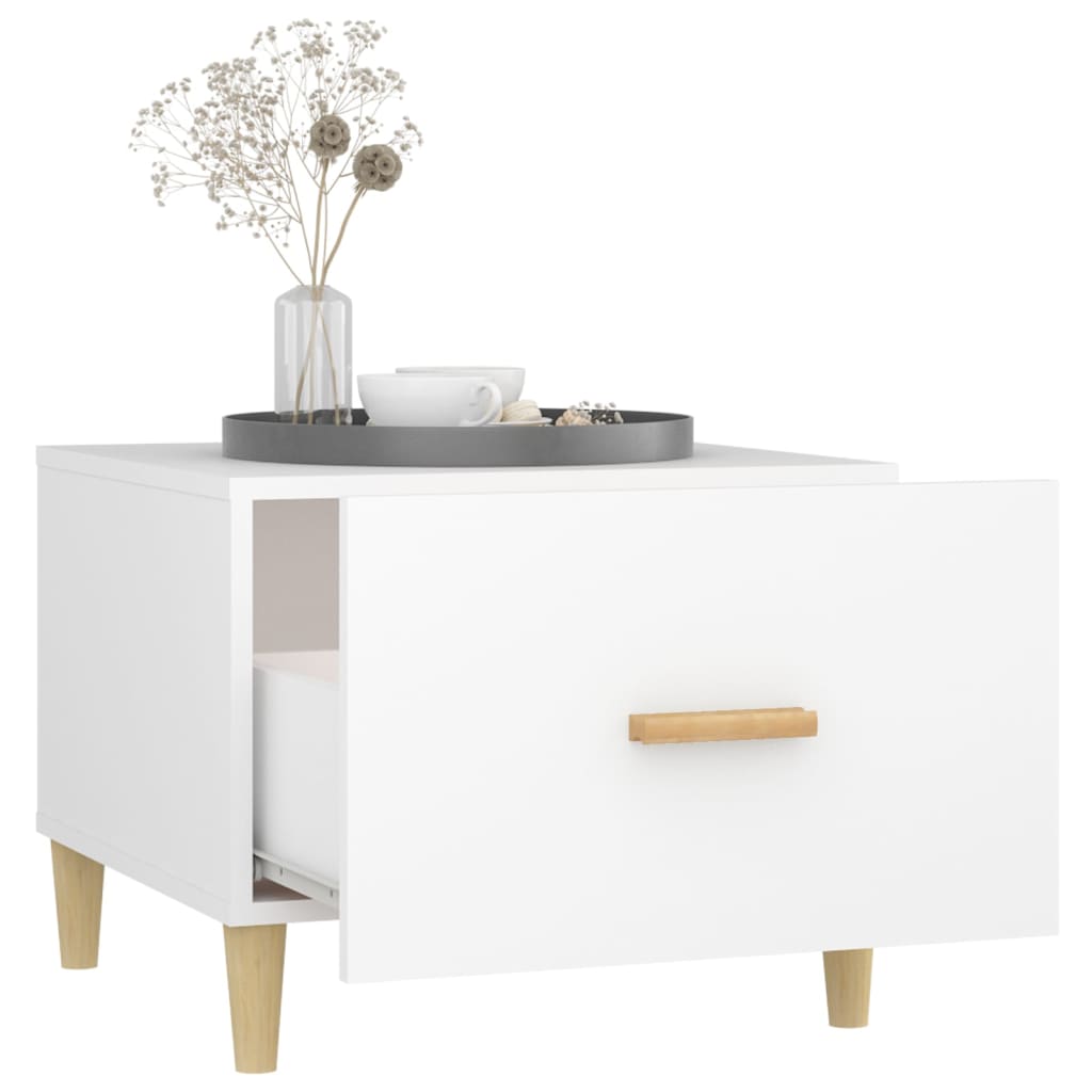 2 db fehér szerelt fa dohányzóasztal 50 x 50 x 40 cm