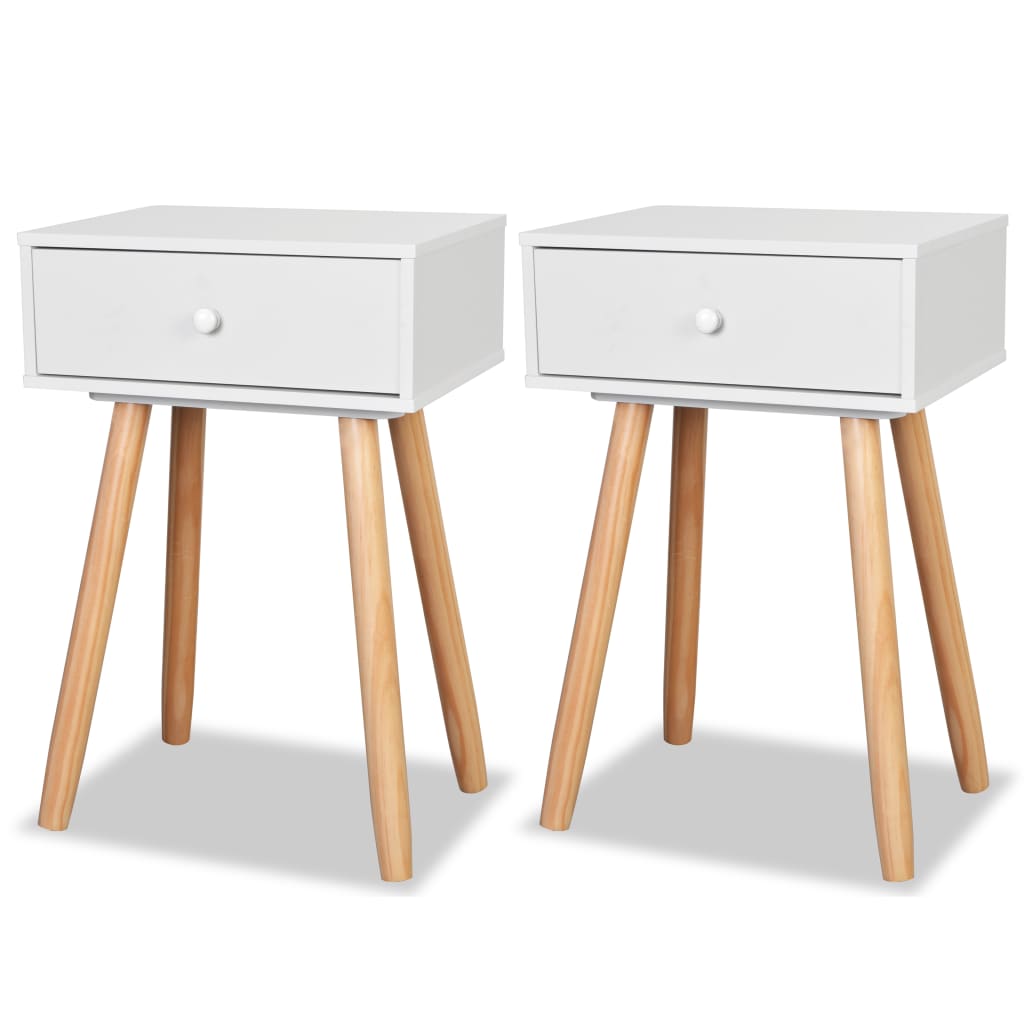 2 db fehér, tömör fenyőfa éjjeliszekrény 40 x 30 x 61 cm