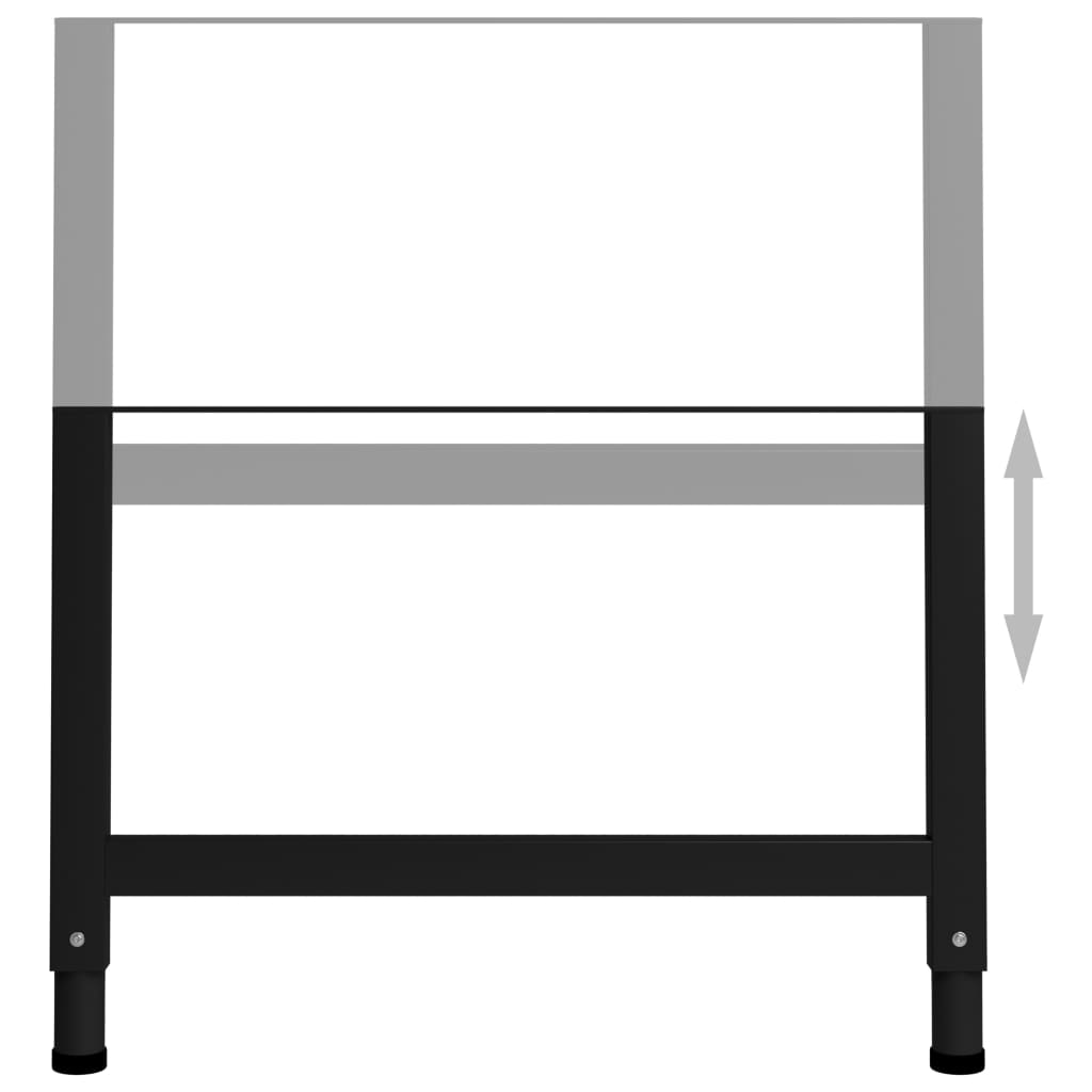 2 db fekete állítható fém munkapadváz 85 x (69-95,5) cm