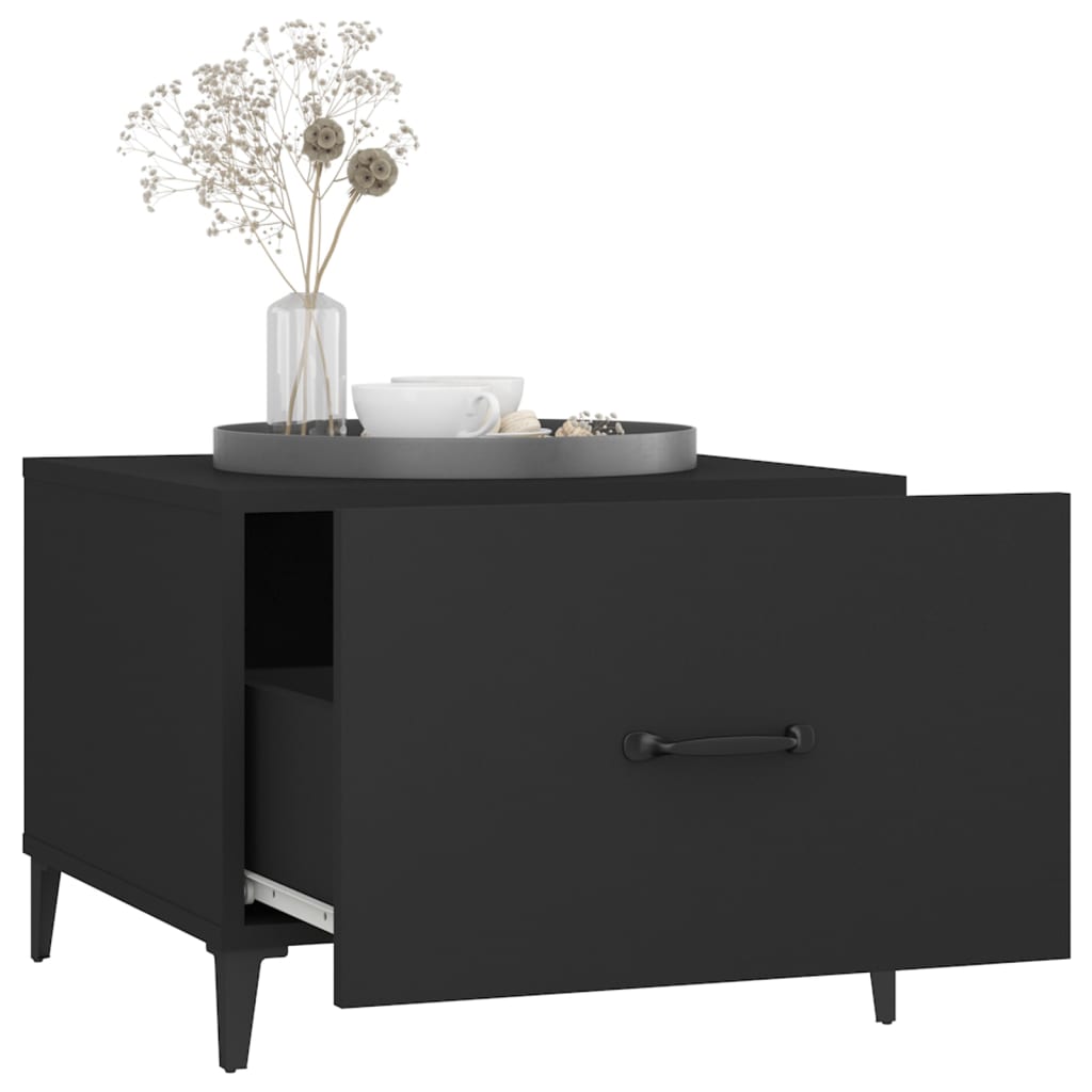 2 db fekete dohányzóasztal fémlábakkal 50 x 50 x 40 cm