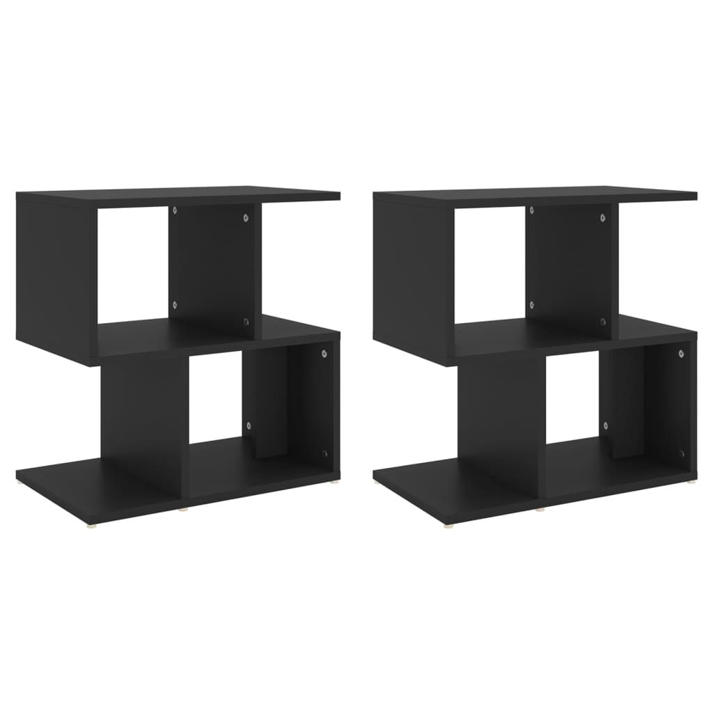2 db fekete forgácslap éjjeliszekrény 50 x 30 x 51,5 cm