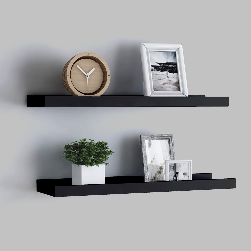 2 db fekete mdf szegélypolc képkeretekhez 40 x 9 x 3 cm