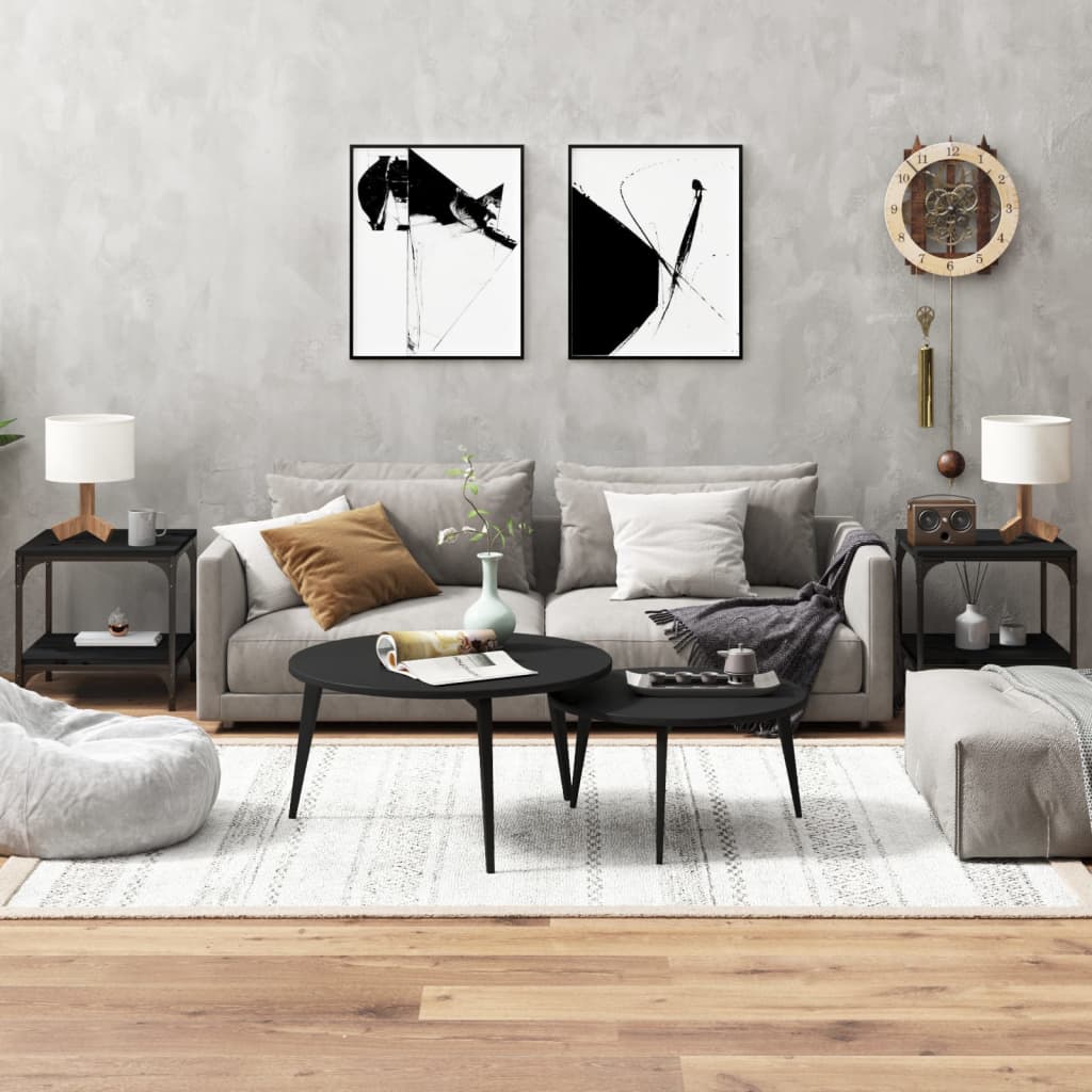 2 db fekete színű szerelt fa kisasztal 40 x 40 x 40 cm 2 db fekete színű szerelt fa kisasztal 40 x 40 x 40 cm