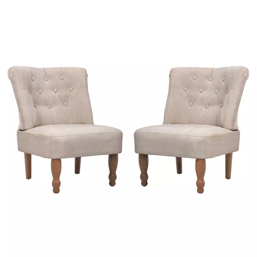 2 db krémszínű szövetkárpitozású francia szék