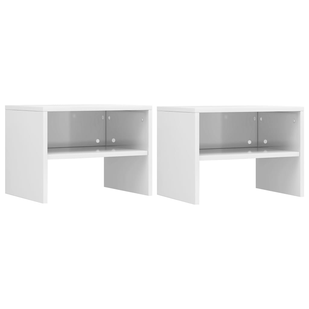 2 db magasfényű fehér forgácslap éjjeliszekrény 40 x 30 x 30 cm