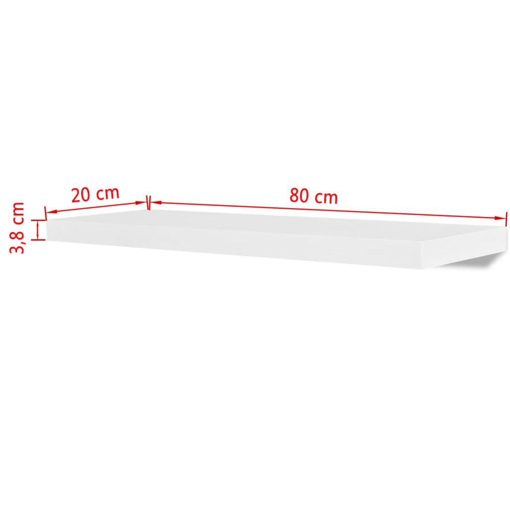 2 db mdf lebegő polc / könyv, dvd tartó fehér