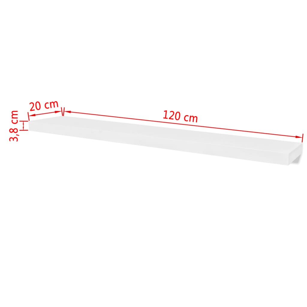 2 db mdf lebegő polc / könyv, dvd tartó fehér