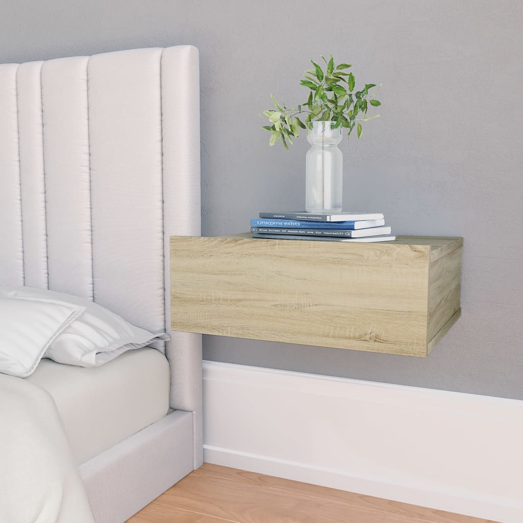 2 db sonomatölgy színű forgácslap úszó éjjeliszekrény 40x30x15