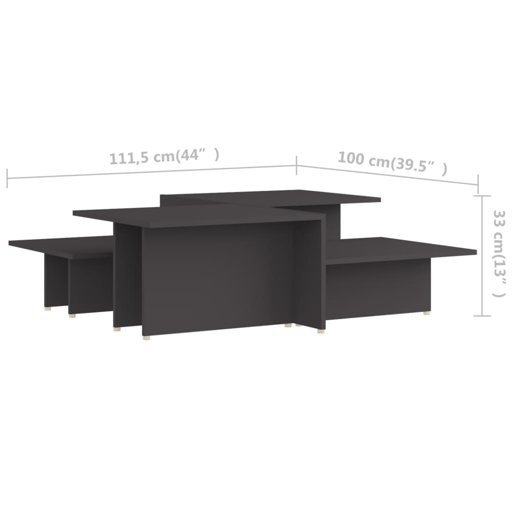 2 db szürke forgácslap dohányzóasztal 111,5 x 50 x 33 cm 2 db szürke forgácslap dohányzóasztal 111,5 x 50 x 33 cm