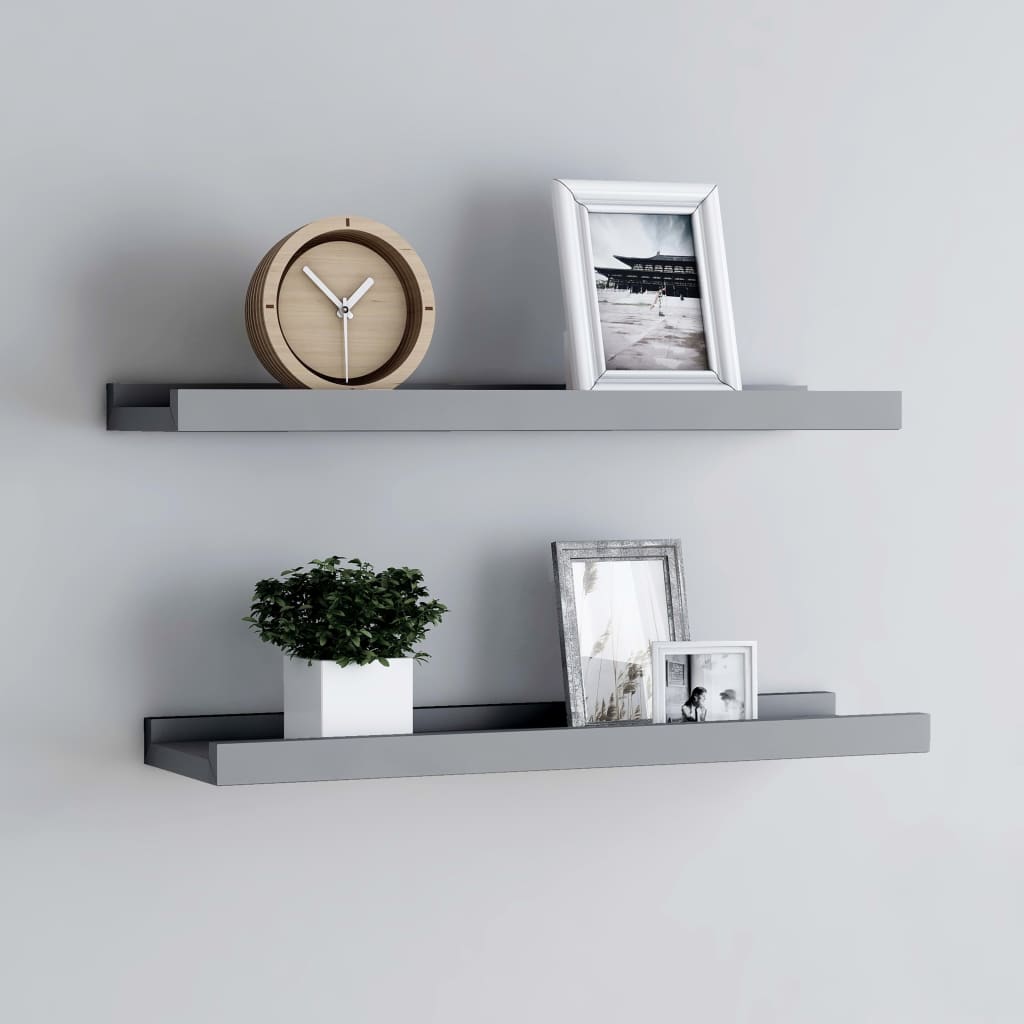 2 db szürke mdf szegélypolc képkeretekhez 40 x 9 x 3 cm