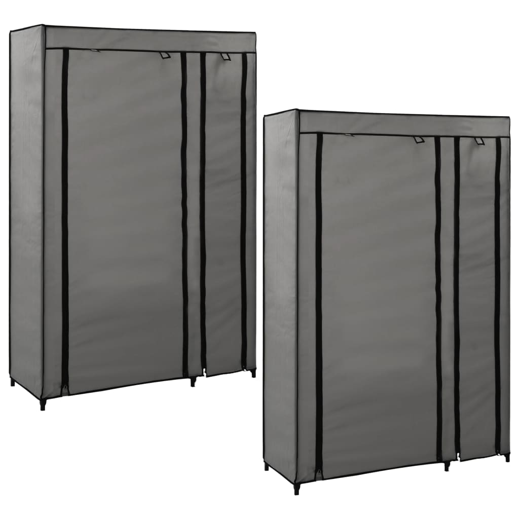 2 db szürke összecsukható szövet ruhásszekrény 110x45x175 cm