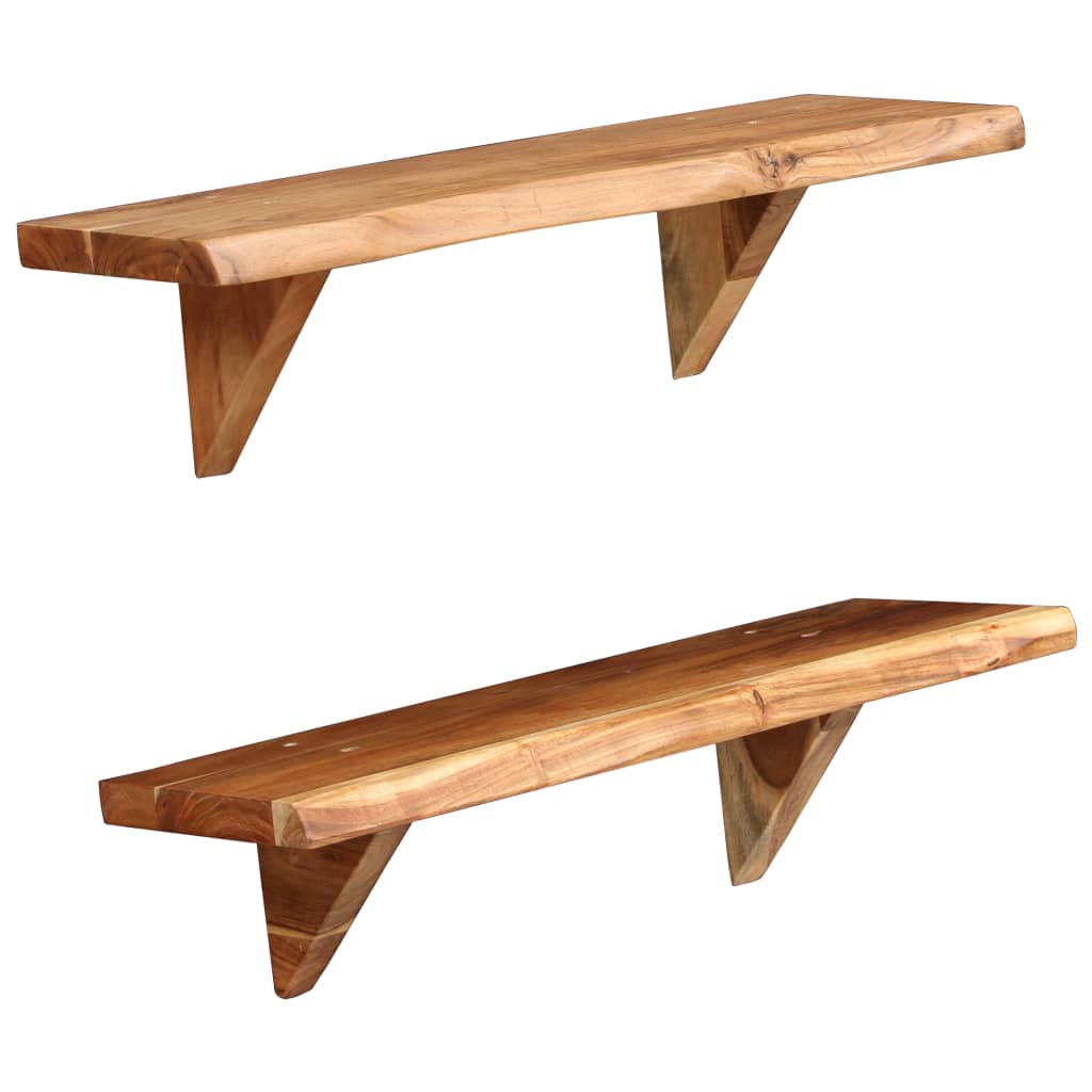 2 db tömör akácfa fali polc 60x20x16 cm