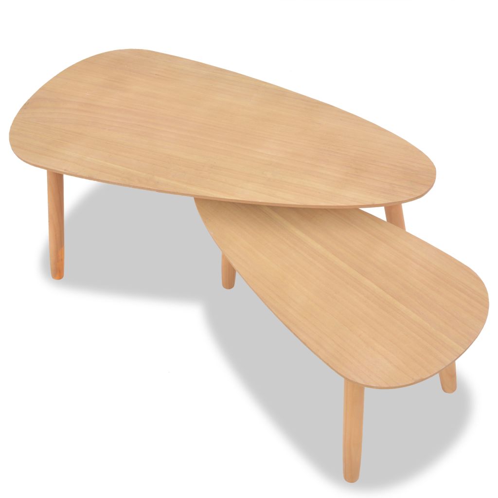 2-részes barna tömör fenyőfa dohányzóasztal szett