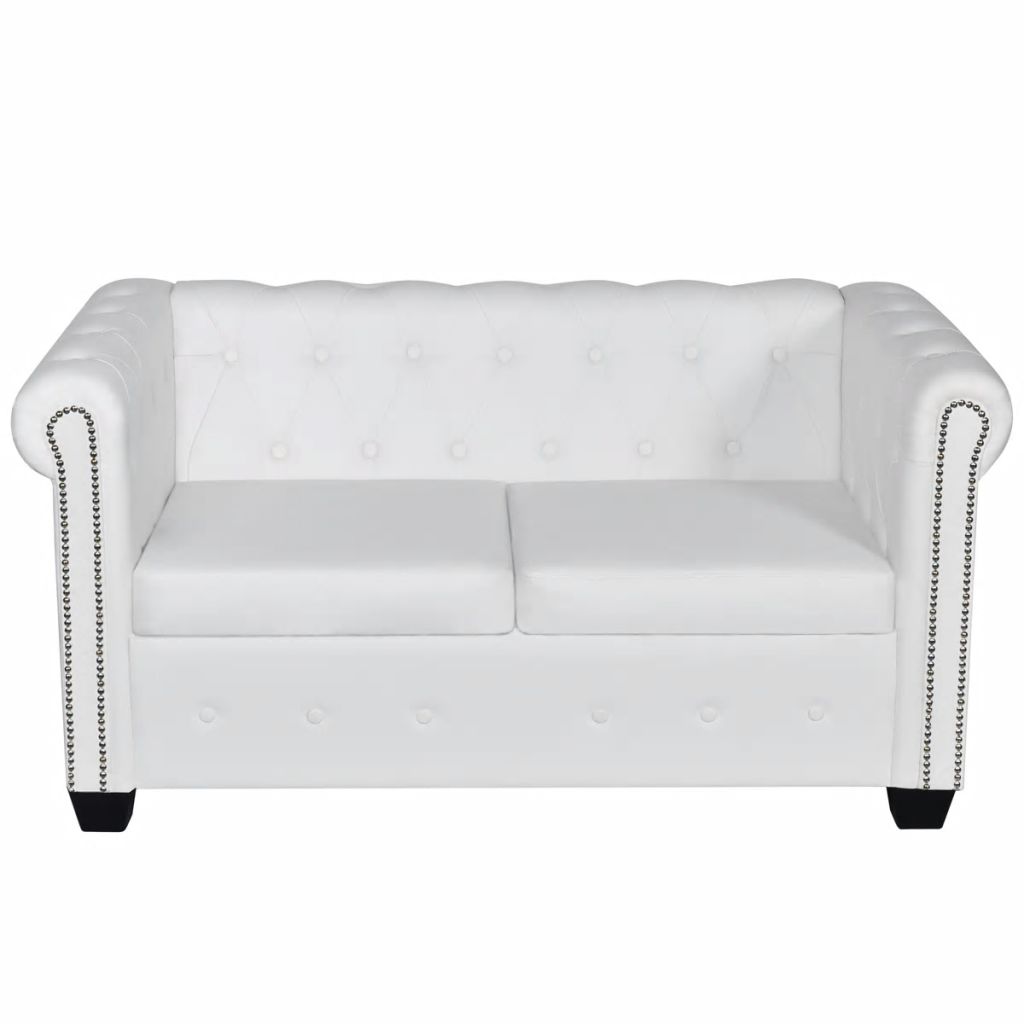 2 személyes fehér műbőr chesterfield kanapé 2 személyes fehér műbőr chesterfield kanapé