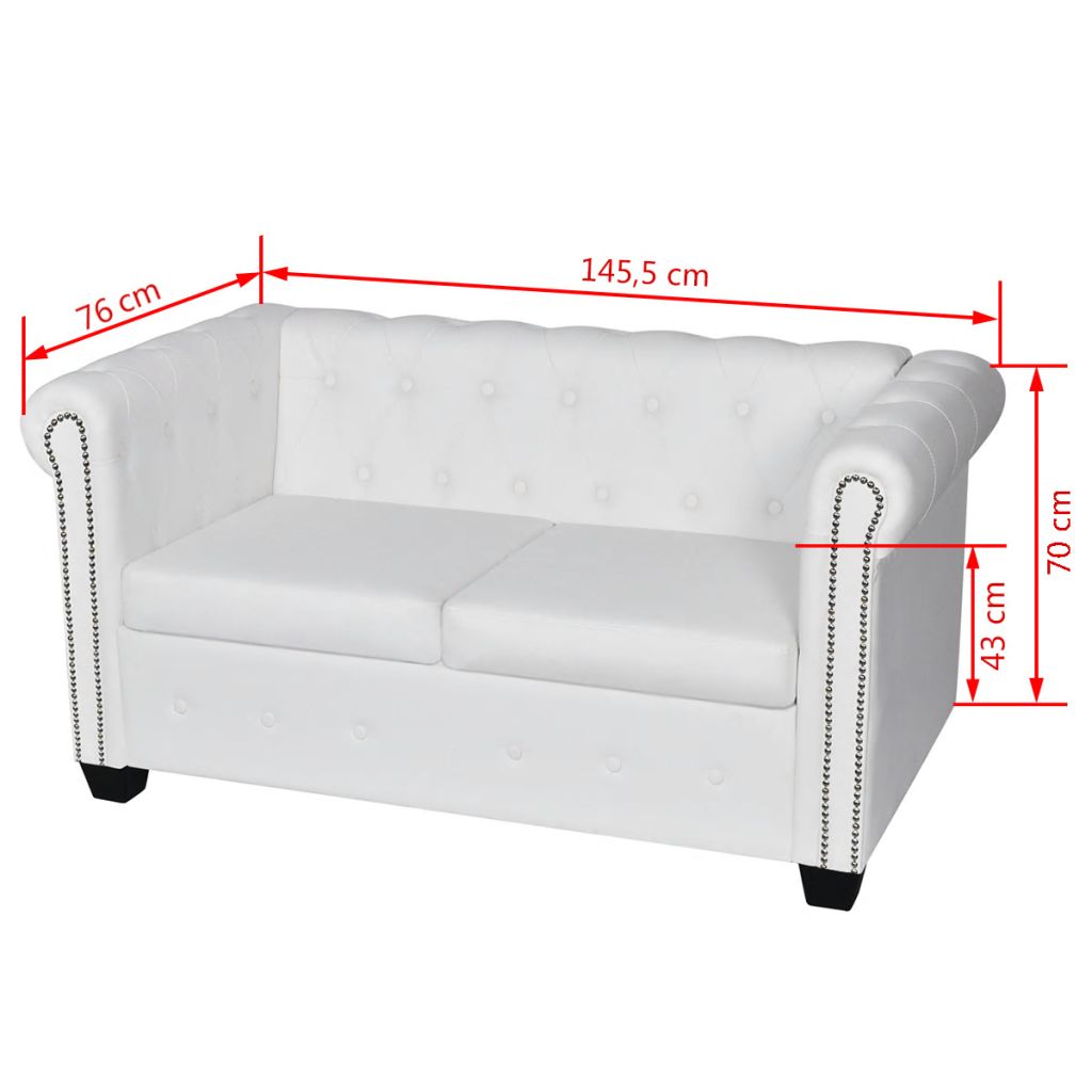 2 személyes fehér műbőr chesterfield kanapé 2 személyes fehér műbőr chesterfield kanapé